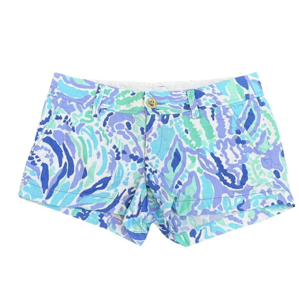LILLY PULITZER Shorts “The Walsh” Preppy Summer Coastal Blue Periwinkle Green 2